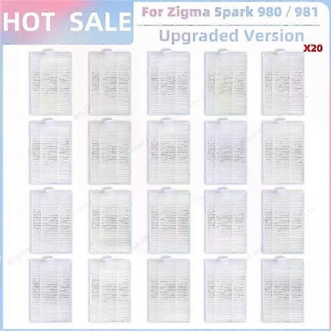 Ersatzteile, die mit dem Staubsauger Zigma Spark 980/981 kompatibel sind: Seitenbürste, Haupt-HEPA-Filter und Reinigungstuch. (1/4)