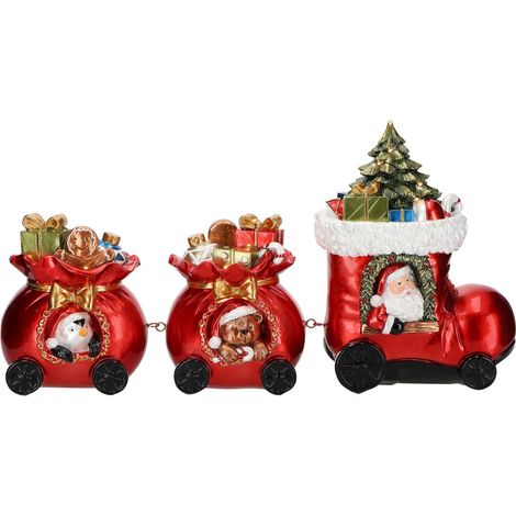 Trenino a forma di pacchi regalo con babbo natale per decorazioni natalizie da 50x12,5x25,5 (1/4)