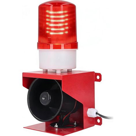 Sirène Industrielle 115 DB avec Flash LED, Volume Réglable, IP65 Étanche, Alarme Sonore et Lumineuse AC 220V, Avertisseur de Sécurité, Lumière d’Alerte LED, Prise UE (1/5)