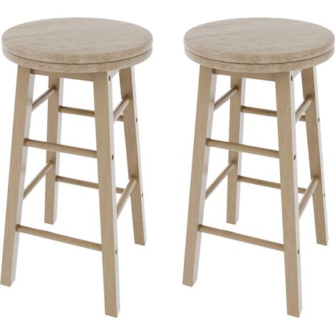 Chef Vida Wooden Revolving Bar Stool Set of 2, Natural