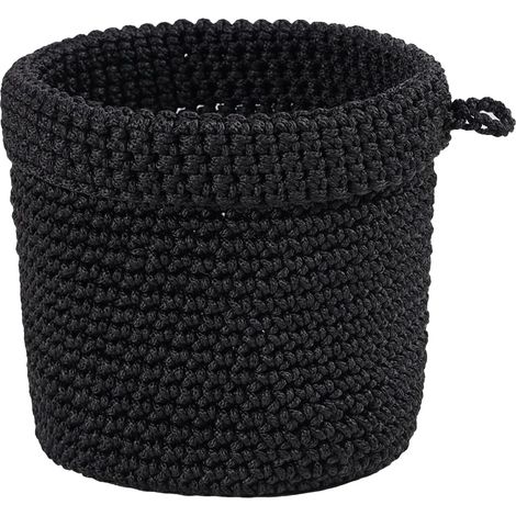 Paniers de rangement noirs, organisateur en fibres naturelles tressées, fait main, pliable, décoration intérieure écologique (1/5)
