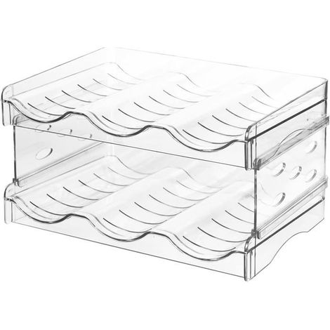 Casier à vin, porte-bouteilles en plastique, organisateur de placard, pour armoire/congélateur - (casier à vin à 2 niveaux) (1/5)