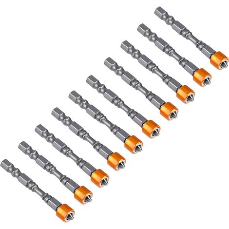 Lot de 10 Embouts Cruciformes PH2 65mm à Queue Hexagonale Magnétique Anti-Dérapant pour Vis Placo et Plaques de Plâtre (1/5)