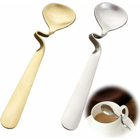 Cuillère à Confiture Long Manche Cuillère à Café Suspendue Cuillère à Dessert Doré Cuillère à Miel en Acier Inoxydable VaissPour L'Eau Thé Lait Café Dessert Boisson Milk Shake Argent 144mm 2 pcs (1/5)