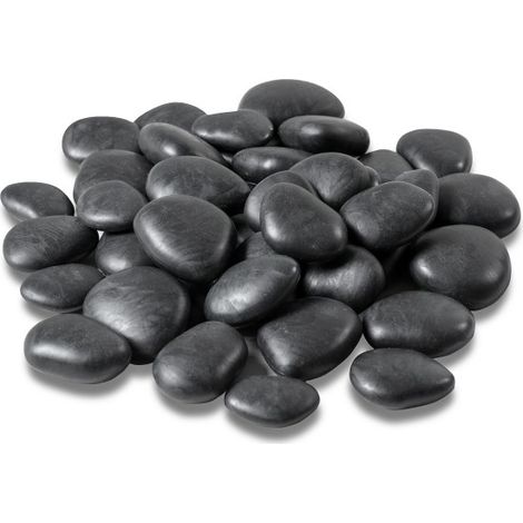TeraPlast – Pierres décoratives Pebbles – Noir, plastique, 3 à 4 cm, pour une surface de 50 x 25 cm