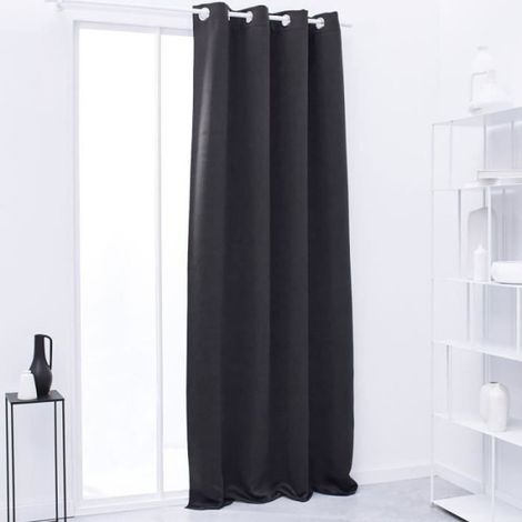 Rideau occultant TODAY a oeillets uni Gris anthracite 140x240 cm (1/2)