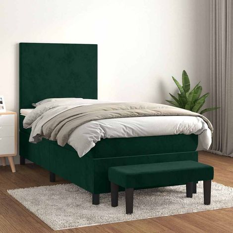 Boxspringbett mit Matratze Dunkelgrün 90x200 cm Samt (1/5)