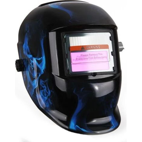 Variable, abdunkelnde blaue Totenkopf-Schweißmaske mit automatisch abdunkelndem LCD-Filter für Lichtbogen-, WIG- und MIG-Schweißgeräte (1/4)
