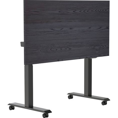 Bureau mobile, pliable et réglage électrique- 160x80 cm - Structure noire - Chêne foncé (1/3)
