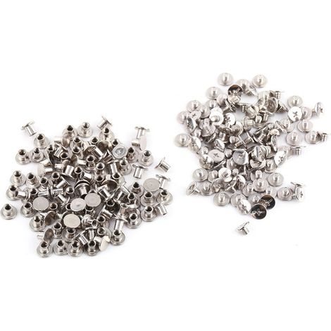 Beyamis 200 vis Chicago nickelées pour reliure, rivets à clous, albums photo et maroquinerie, M5 x 6 mm (1/5)