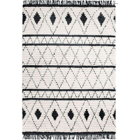 STEPPE LOSANGES - Tapis tout doux losanges beige et gris foncé 120x170 (1/4)