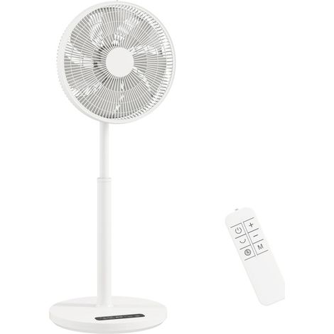 Ventilateur sur pied 39 cm, 12 vitesses, 4 modes, minuterie 9H, oscillation 120°, hauteur réglable, blanc. Idéal pour rafraîchir votre intérieur.