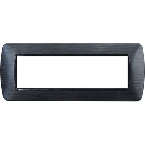 Placca serie Space, 7 moduli, plastica satinata, nera, compatibile con serie BTicino Living - Ettroit LN85714