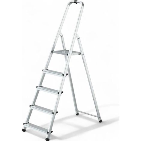 scala domestica professionale in alluminio a tre gradini portata 120kg ideale per uso domestico e professionale robusta e leggera - 3 gradini (1/5)