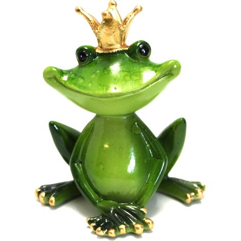 Dekorative Figur eines grünen Frosches mit Krone ALS GESCHENK (1/5)