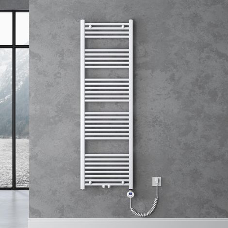 doporro Radiatore Piatto 160x60cm con Elemento Riscaldante 800W, Radiatore Scaldasalviette Termoarredo da Bagno Riscaldamento Elettrico o da Acqua Calda RHE in Acciaio, Bianco (1/5)