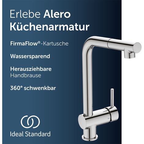 Ideal Standard Küchenarmatur Alero, FirmaFlow® Kartusche, Wassersparend, mit herausziehbarer Handbrause (1/5)