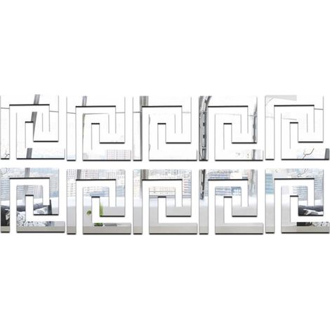 Revêtement Mural 3D en Acrylique Cristal à Effet Miroir,avec Lignes Saillantes,Respectueux de l'Environnement,pour Plafonds et Frises - 10 Pièces par Set (Argent)