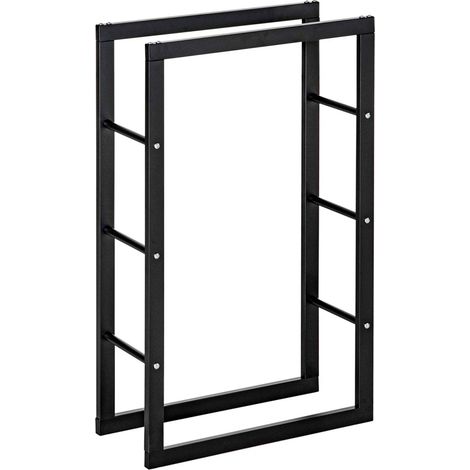 Magasins de journaux - Porte-bûches acier 100 kg - Rangement bois de chauffage - 60 x 25 x 100 (cm) (1/5)