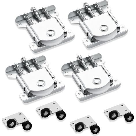 Lot de 4 roulettes galvanisées avec double ressort - Roulettes silencieuses pour portes coulissantes et rails - Capacité de charge : 80 kg (1/5)