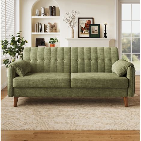 CHICFURN Sofá de 2 plazas 161,5 x 79 x 83,5 cm de chenilla verde, fácil montaje (1/5)