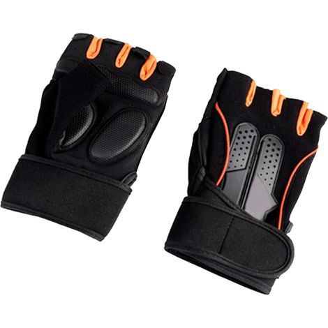 Gants de Fitness Anti-Dérapage Hommes Femmes pour Musculation avec Bandage de Poignet - Rouge (1/5)