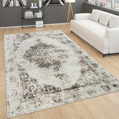 Paco Home Teppich Wohnzimmer Kurzflor Vintage Orientalisches Muster Modern Beige Creme 200x290 cm