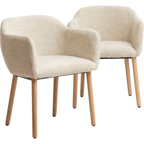 Made In Meubles – Chaise en tissu beige – Lot de 2 – Dimensions 76 cm hauteur – Pieds en bois naturel – Confort optimal pour intérieur moderne (1/5)