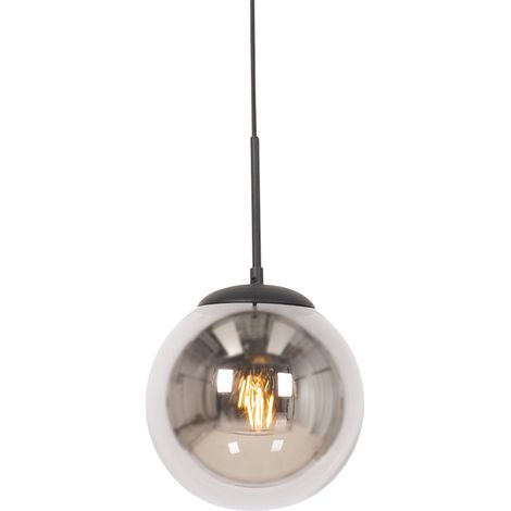 Art Deco Pendant Light Black with Smoke Glass - Flore (1/4)