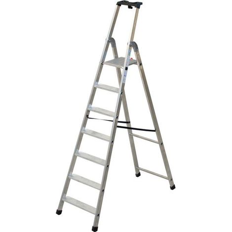 Matisère – Escabeau 7 marches – Hauteur de travail max 3.59m – Marches antidérapantes 8.5cm – Pour chantiers humides et travaux intensifs