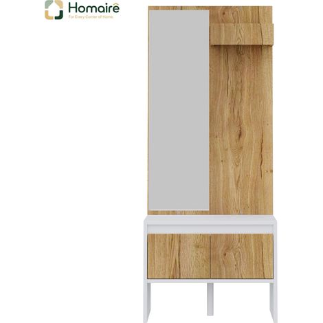 Porte-manteau en tissu blanc avec rangement 60 x 38 x 145 cm HOMAIRE (1/5)