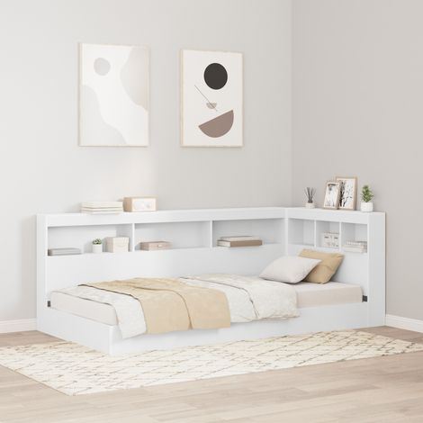 Vidaxl – Tête de lit de rangement 90 cm – Bois d'ingénierie blanc – Design minimaliste avec étagères intégrées – Station de charge