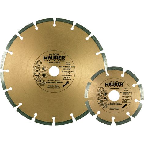 86744 - DISCO DIAMANTATO CORONA LASER  SEGMENTATA 230X2,4X7 MM GRANITO PIETRA CALCESTRUZZO  - UMIDO SECCO