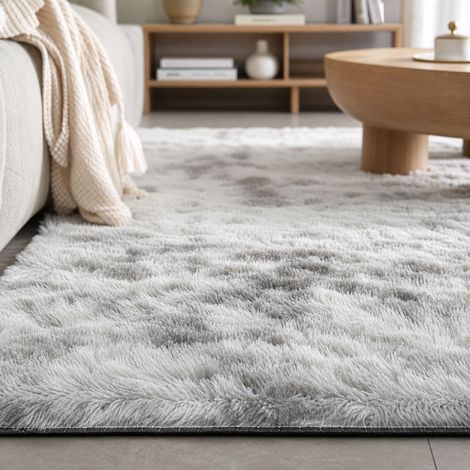 Tapis salon zottelig moderne gris-blanc 80x120 cm, tapis chambre douillet pour sol intérieur (1/4)