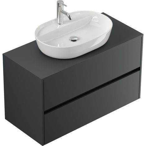 Badmöbel Taifun 100cm mit Design Aufsatzwaschbecken grafit (1/5)