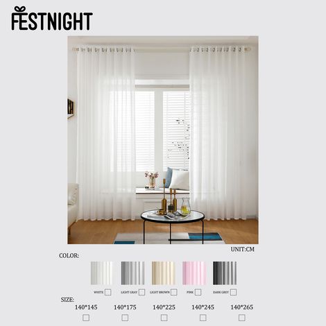 Festnight Lot de 2 rideaux unis 175140cm en fibre de polyester à œillets, filtrant la lumière, style décontracté et texturé, pour chambre et salon.