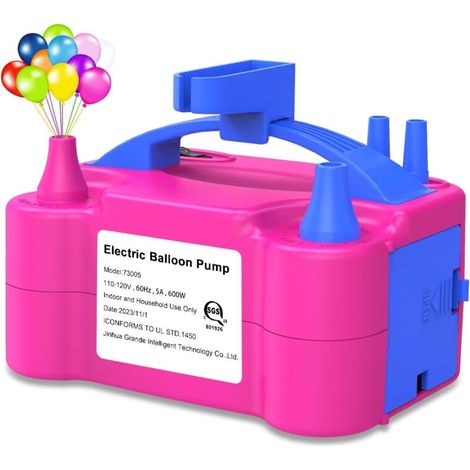 Pompe à ballons électrique, souffleur de ballons électrique portable, pompe à air pour ballons, double buse, gonfleur de ballons rose rouge pour décoration de fête