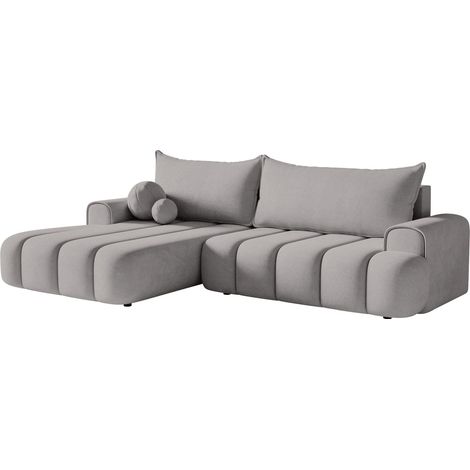 Selsey DANDELINO - Ecksofa mit Schlaffunktion, Stauraum und Samtbezug, grau, links (1/5)
