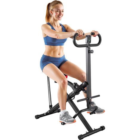 Machine à Squats Domestique, Rameur Vertical Pliable pour Squats Profonds, Appareil d'Entraînement des Fessiers et des Jambes, avec 3 Bandes de Résistance, pour Fitness Domicile, Noir (1/5)