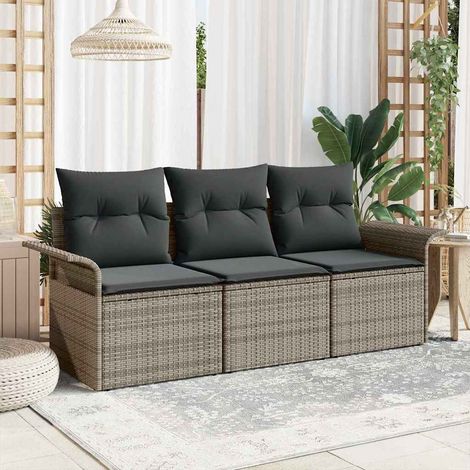 Ensemble de canapés,Chaise de salon,Sofa avec coussin 3 pcs Gris polyrotin 306987 (1/5)