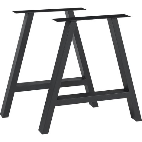 Lot de 2 pieds de table meuble moderne design original DIY acier 40 x 40 cm noir