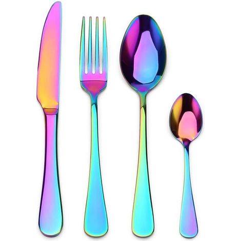 Ensemble de couverts en Titane Plaqué Arc-en-ciel - 2pcs.de Couverts - Acier Inoxydable - 8 pièces (1/4)