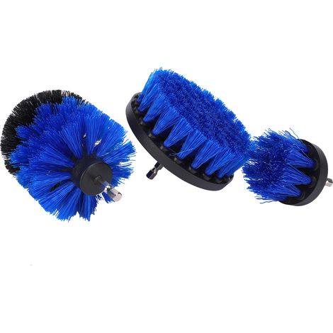 Kit de 3 brosses de nettoyage pour perceuse, accessoires de nettoyage puissants bleus pour baignoire et douche, 1/4 po (1/5)