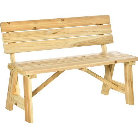 2-Sitzer Gartenbank Holz, wetterfest Sitzbank, UV-Beständig Gartenmöbel mit Rückenlehnen, Parkbank 220kg belastbar, Balkonbank, Holzbank für Balkon Terrasse, Garten, 116 x 56 x 80 cm, Natur