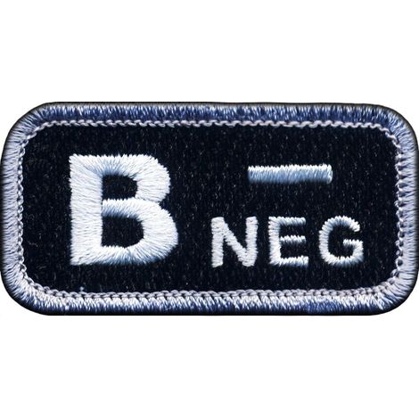 Patchion Blutgruppe B "neg" schwarz/weiß - Magnetische Rückseite - Gestickter Aufnäher/Abzeichen/Emblem