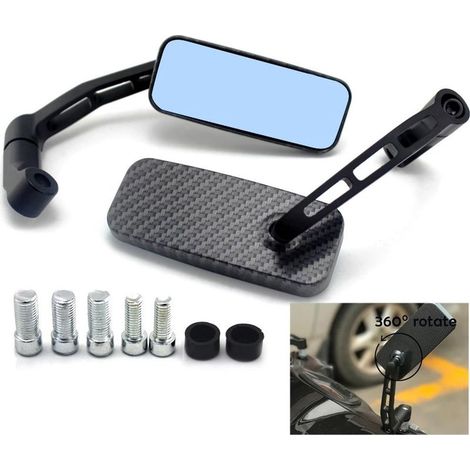 Rétroviseur de conversion de moto entièrement en aluminium, verre bleu, barre carrée courbée (imprimé serpent) (1/5)