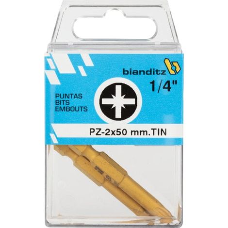 Punta Bianditz PZ 50mm 1 4" TiN. Cobre2x50Blister de 2 unidadesBlister de 2 unidades Cobre 2x50 (1/4)
