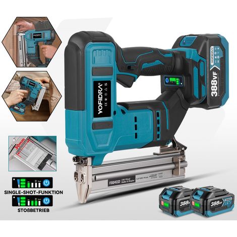 2 in 1 Akku-Nagler für den professionellen Einsatz (gerade Nägel 10–30 mm, codierte Nägel 4 mm breit 10–22 mm) – Mit zwei Akkus, 3000 geraden Nägeln F30 + 3000 codierten Nägeln 422J