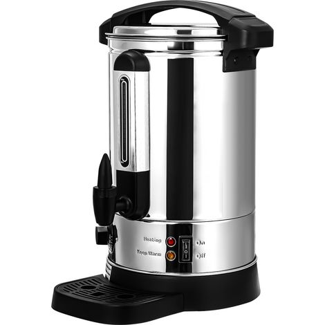 Jiubiaz Dispensador de bebidas calientes 10 L, 1500 W, acero inoxidable negro, termostato 30–95 °C, grifo y visor de nivel (1/5)