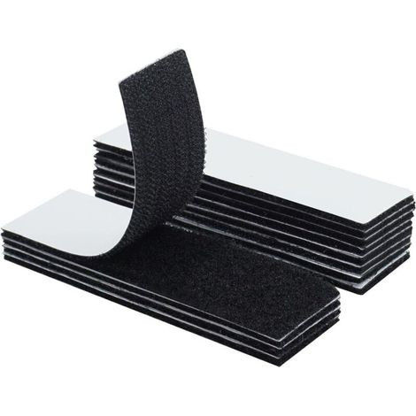 Lot de 12 Bandes Autocollantes Extra Fortes, Double Face, Réutilisables, Rectangulaires, Autocollantes, 3 x 10 cm (noir) Pour Murs/Sols/Portes/Verres/Métaux (1/4)